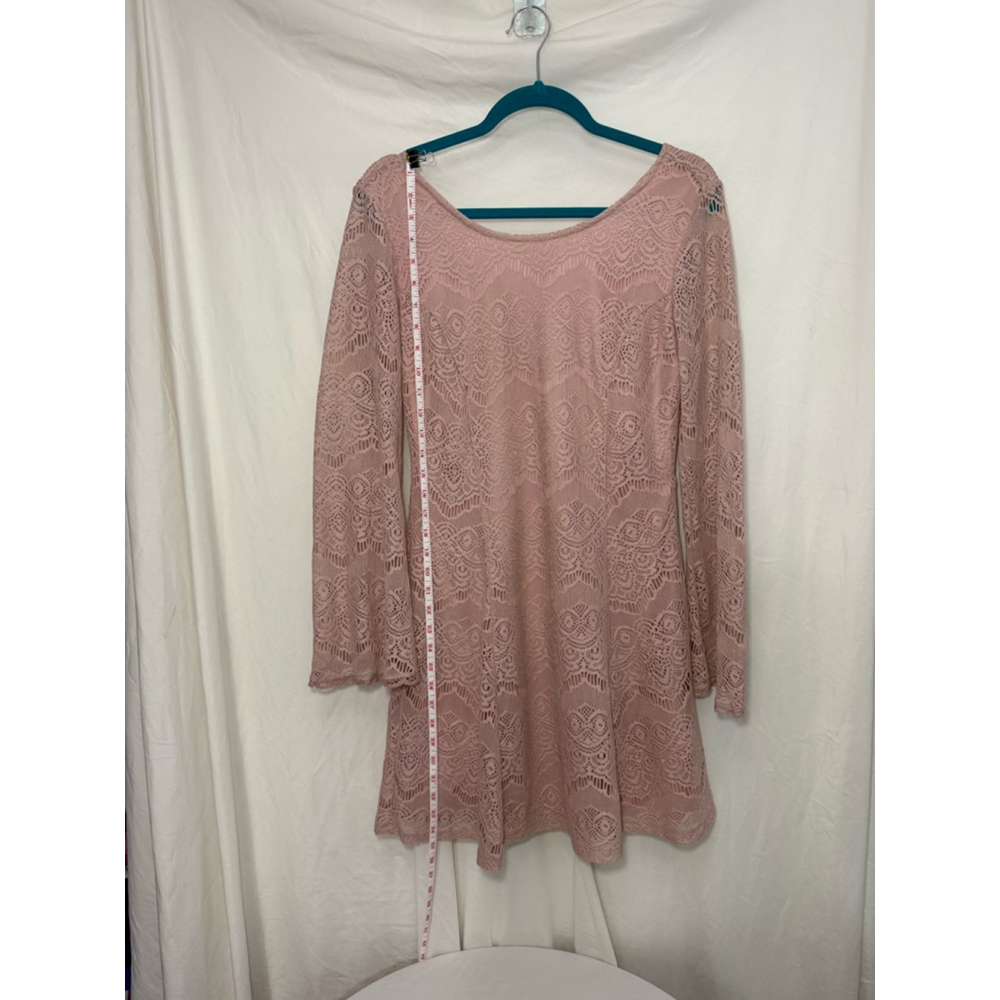 Women's Xhilaration Pink Lace Long Sleeve Dress Size L - Picture 3 of 6